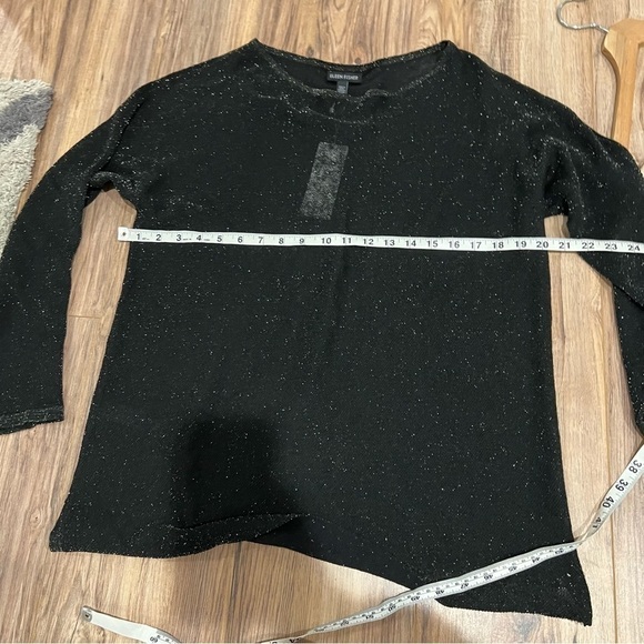 NWT Eileen Fisher Black Linen Tunic Top Sweater With Gold Sparkles - Picture 12 of 12
